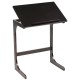 Adjustable brown C-shape end table with tilting top, made of bamboo, ideal for laptops and books near sofa or bed.