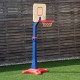 Kids adjustable height basketball hoop stand, 65"-85", made of durable HDPE, suitable for indoor and outdoor use.