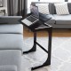 Adjustable C-shape couch end table in brown with tilting top, perfect for laptops and books, designed for comfort and.