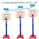 Kids adjustable height basketball hoop stand showing three height settings from 63" to 85", ideal for indoor and.
