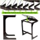 Adjustable C-shape end table in brown with 7 tilting positions for optimal comfort, perfect for use beside a sofa or.