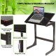 Adjustable C-shape couch end table in brown with tilting top, made of 100% natural bamboo for versatile use by sofa or.