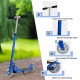 Folding aluminum kids kick scooter in blue with LED wheels and adjustable handlebars for ages 4-13.
