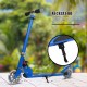 Close-up of the kickstand on the blue folding aluminum kids kick scooter, ensuring stable parking and convenience.