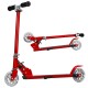 Folding aluminum kids kick scooter in red with LED wheels, adjustable handlebars, and rear fender brake for ages 4-13.