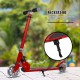 Red folding aluminum kids kick scooter with LED light-up wheels and adjustable handlebars for ages 4-13.