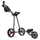 Durable foldable 3-wheel steel golf cart with mesh bag, beverage holder, and all-terrain 10" rear wheels for easy.