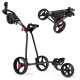 Durable foldable 3-wheel steel golf cart with mesh bag, featuring an ergonomic handle and all-terrain wheels for easy.
