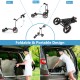 Foldable 3 wheel steel golf cart with mesh bag, shown being loaded into a vehicle for easy transport and storage.