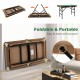 Folding billiard table with cues and chalk, featuring a portable design for easy storage and play space for kids.