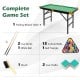 47-inch folding billiard table in green with 2 cue sticks, 15 colored balls, and accessories for kids' playtime.