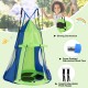 Kids hanging chair tent set in green, featuring a 40-inch swing, sturdy frame, and detachable design for cozy playtime.