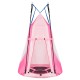 Pink 2-in-1 kids hanging chair swing tent with detachable design, suitable for 2-3 kids, ideal for playroom or backyard.