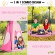 Kids 2-in-1 pink hanging chair and detachable swing tent set, perfect for outdoor play and cozy reading nooks.
