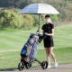 Foldable 3 wheel golf pull push cart trolley with umbrella holder, featuring adjustable handle and all-terrain wheels.