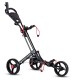 Foldable 3 wheel golf pull push cart trolley showcasing the sturdy aluminum and steel frame with easy clip bag straps.