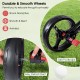 Close-up of durable 10-inch wheels on the Foldable 3 Wheel Golf Pull Push Cart Trolley, featuring a foot brake and easy.