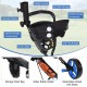 Foldable 3-wheel golf trolley in navy with umbrella holder, drink holder, and scoreboard bag for easy transport on the.