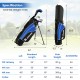 Junior golf club set in blue with fairway wood, irons, putter, and stand bag for kids aged 8 to 10, perfect for.