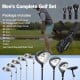 Men’s complete golf set featuring a driver, fairway wood, hybrid, irons, putter, and stand bag for all golf enthusiasts.