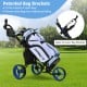 Close-up of the patented bag brackets on the 3 Wheels Folding Golf Push Cart, ensuring stability for various stand bags.