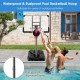 Adjustable basketball hoop with 50-inch backboard, rustproof aluminum frame, perfect for poolside fun and stability.