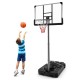 Adjustable basketball hoop with 50-inch backboard, suitable for indoor and outdoor use, featuring a sturdy base and rim.