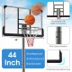 Basketball hoop featuring a 44" shatterproof backboard, adjustable height, and sturdy metal rim for indoor and outdoor.