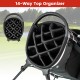 Lightweight golf stand bag featuring a 14-way top organizer and 6 zippered pockets for optimal storage and convenience.