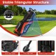 Lightweight red golf stand bag featuring a stable triangular structure, 14-way top dividers, and 6 zippered pockets.
