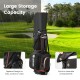 Lightweight golf stand bag in red with 14-way top dividers and 6 zippered pockets, ideal for easy club access.