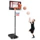 Portable basketball hoop with adjustable height from 4.3FT to 8.2FT, featuring wheels for easy mobility and.