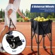 Lightweight foldable tennis ball cart with removable blue bag, holding 150 balls, featuring 4 universal wheels for easy.