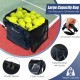 Lightweight foldable tennis ball teaching cart with removable bag, holding 150 balls, featuring mesh design and wheels.