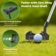 Putter with zinc alloy head and steel shaft, featuring alignment line for accuracy and groove striking surface for.