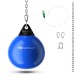 Blue 21-inch water punching bag with adjustable metal chain and complete accessories for versatile boxing practice.
