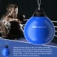 Blue 21-inch water punching bag with adjustable chain, designed for a realistic boxing experience, suitable for various.