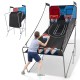 Dual Shot Basketball Arcade Game featuring a sturdy metal frame, electronic scoring, and four basketballs for 1-4.