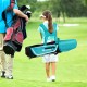 Junior complete golf club set for kids, featuring a blue stand bag with adjustable straps, perfect for ages 8-10.