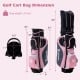Women's golf cart bag in pink with 14-way organizer, multiple pockets, and insulated cooler for on-course convenience.