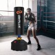 Freestanding punching bag with suction cup base, designed for kickboxing, featuring durable fabric and strong springs.