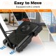 Portable basketball hoop with adjustable height, 44" shatter-resistant backboard, and 2 wheels for easy movement.