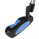 Junior mallet putter with blue accents, lightweight aluminum head, and non-slip grip, designed for kids aged 11-14.