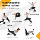 Adjustable decline sit-up bench with speed ball and resistance bands, designed for effective home gym workouts.