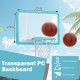 Transparent PC backboard basketball hoop with adjustable height, ideal for poolside and backyard play.