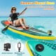 Inflatable stand-up paddle board with kayak seat, featuring a camera mount base for capturing moments on water.
