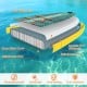 Inflatable stand-up paddle board with kayak seat, double PVC sidewalls, and anti-slip deck pad for versatile water.