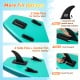 Inflatable stand-up paddle board with removable kayak seat, featuring 2 side fins and center fin for improved stability.