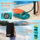 Inflatable stand-up paddle board with removable kayak seat, dual-action pump, and foldable design for easy transport.
