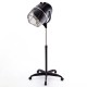 Salon standing hair dryer with swivel hood, adjustable temperature up to 75℃, and portable design on rolling casters.
